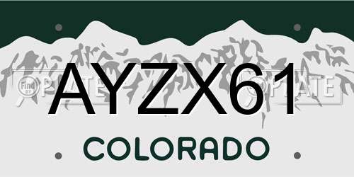 AYZX61 Colorado License Plate