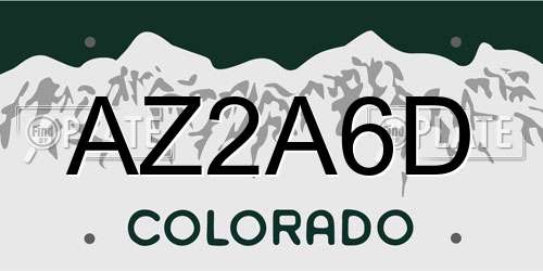 AZ2A6D Colorado License Plate