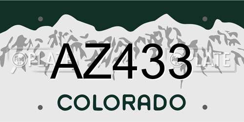 AZ433 Colorado License Plate