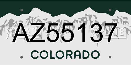 AZ55137 Colorado License Plate