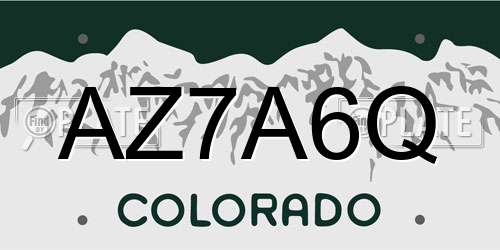 AZ7A6Q Colorado License Plate