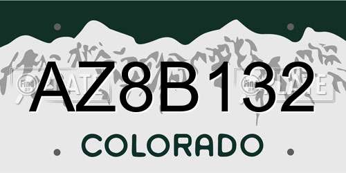 AZ8B132 Colorado License Plate