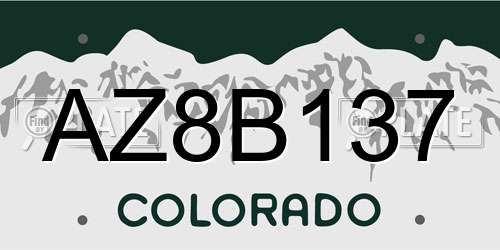 AZ8B137 Colorado License Plate