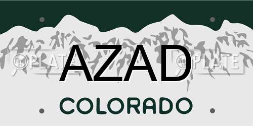 AZAD Colorado License Plate