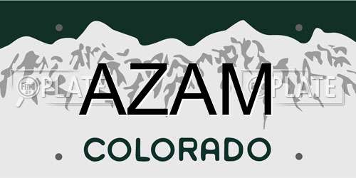 AZAM Colorado License Plate