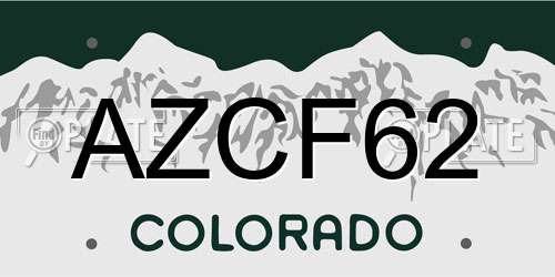 AZCF62 Colorado License Plate