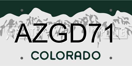 AZGD71 Colorado License Plate