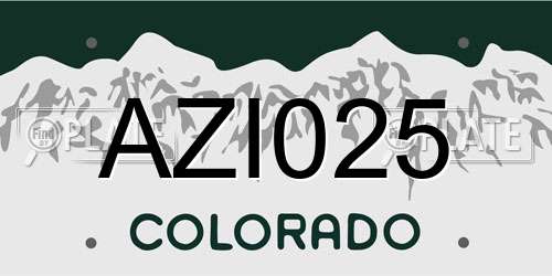 AZI025 Colorado License Plate