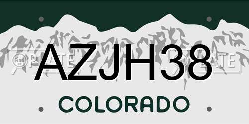 AZJH38 Colorado License Plate