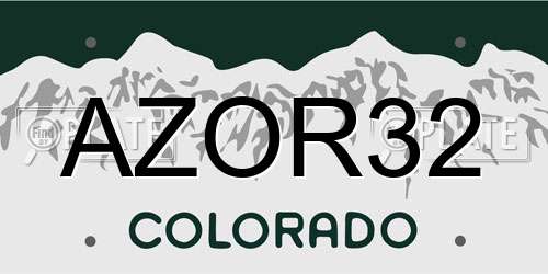 AZOR32 Colorado License Plate