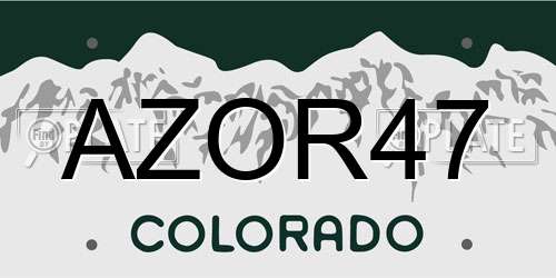 AZOR47 Colorado License Plate