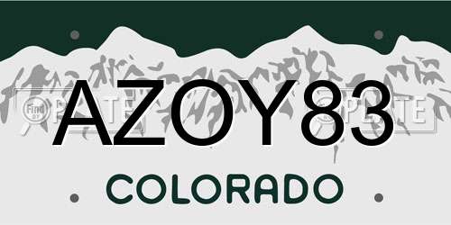 AZOY83 Colorado License Plate