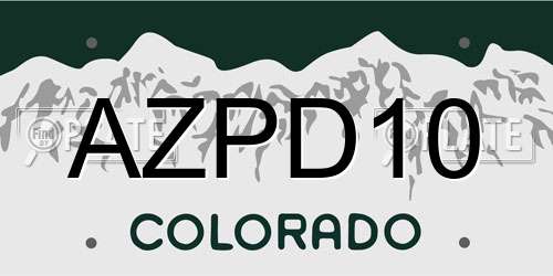 AZPD10 Colorado License Plate