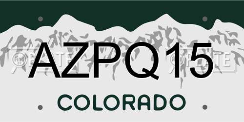 AZPQ15 Colorado License Plate