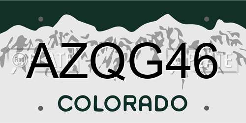 AZQG46 Colorado License Plate