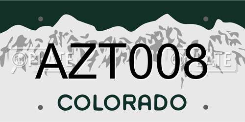 AZT008 Colorado License Plate