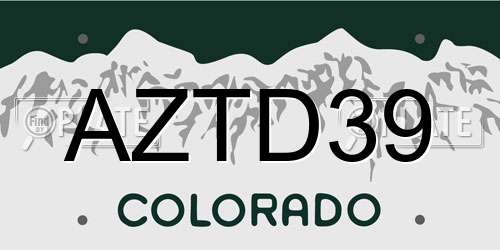 AZTD39 Colorado License Plate