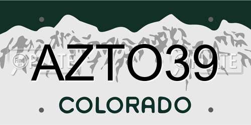 AZTO39 Colorado License Plate