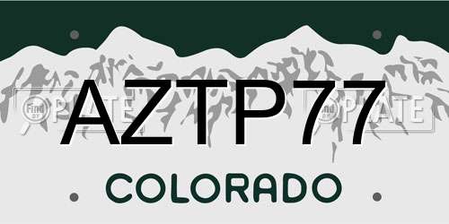 AZTP77 Colorado License Plate