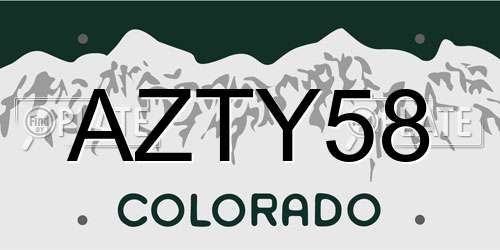 AZTY58 Colorado License Plate