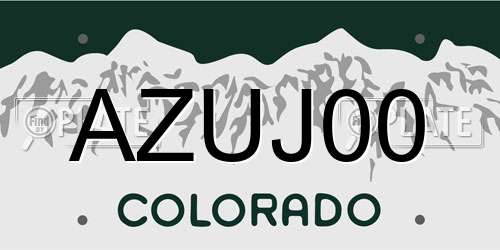 AZUJ00 Colorado License Plate