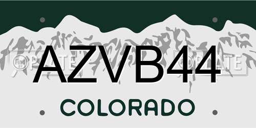 AZVB44 Colorado License Plate