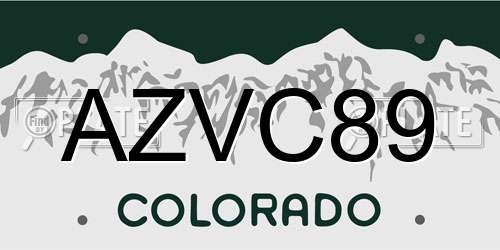 AZVC89 Colorado License Plate