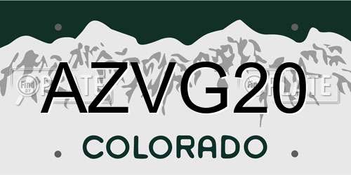 AZVG20 Colorado License Plate