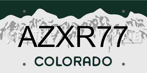 AZXR77 Colorado License Plate