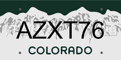 AZXT76 Colorado License Plate