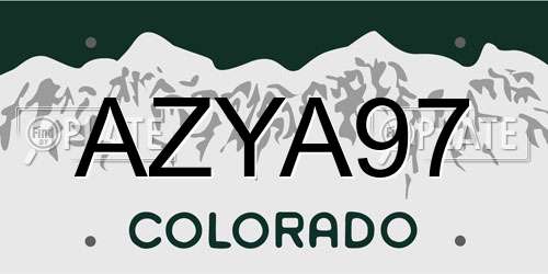 AZYA97 Colorado License Plate