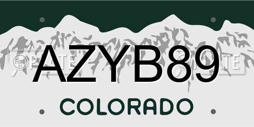 AZYB89 Colorado License Plate