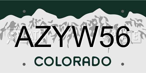 AZYW56 Colorado License Plate