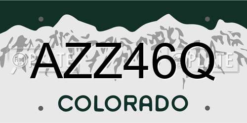 AZZ46Q Colorado License Plate