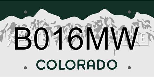 B016MW Colorado License Plate