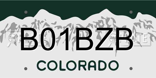 B01BZB Colorado License Plate