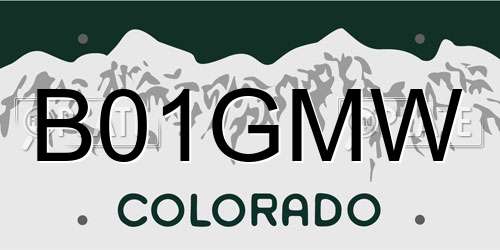 B01GMW Colorado License Plate