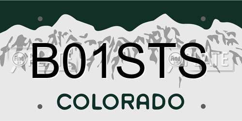 B01STS Colorado License Plate