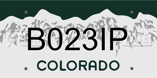 B023IP Colorado License Plate