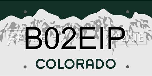 B02EIP Colorado License Plate