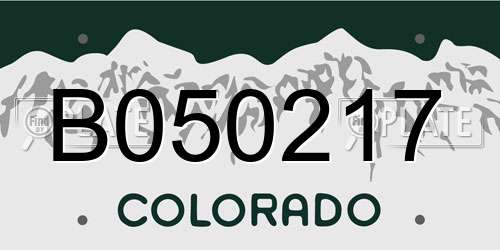 B050217 Colorado License Plate