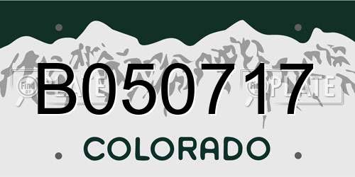 B050717 Colorado License Plate