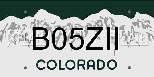 B05ZII Colorado License Plate