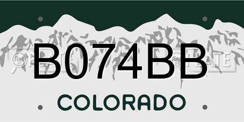 B074BB Colorado License Plate