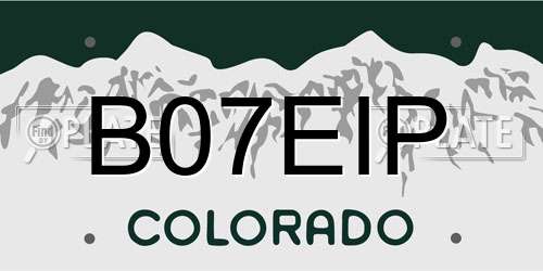 B07EIP Colorado License Plate