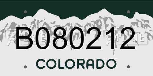 B080212 Colorado License Plate