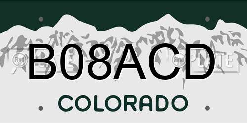 B08ACD Colorado License Plate