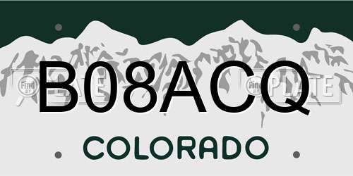 B08ACQ Colorado License Plate