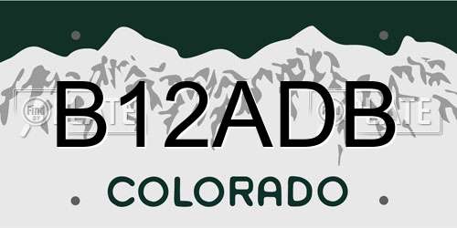 B12ADB Colorado License Plate