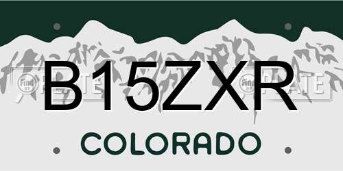 B15ZXR Colorado License Plate